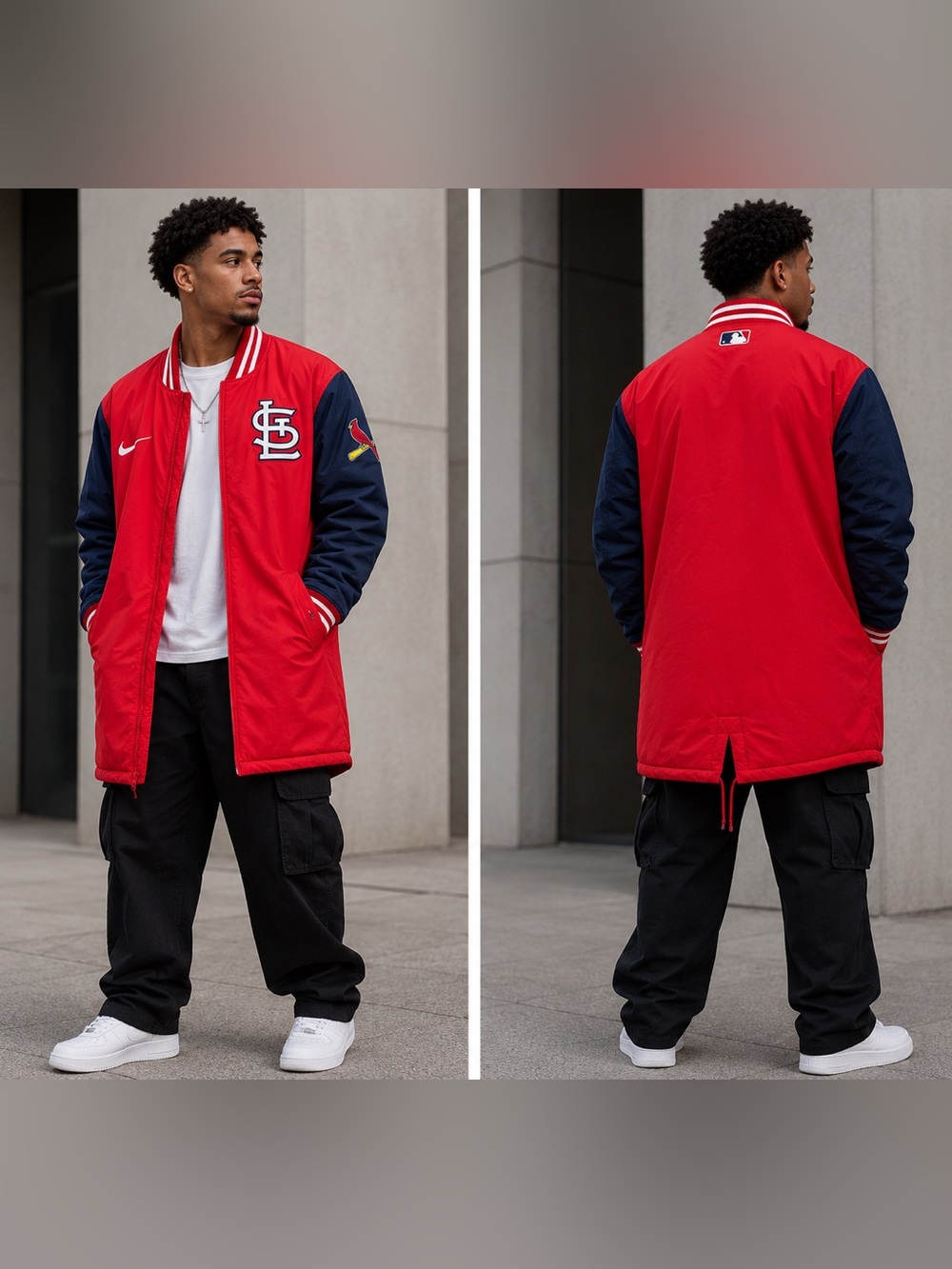 St. Louis Cardinals Nike Red and Navy puffer Jacket with Logo - XL
